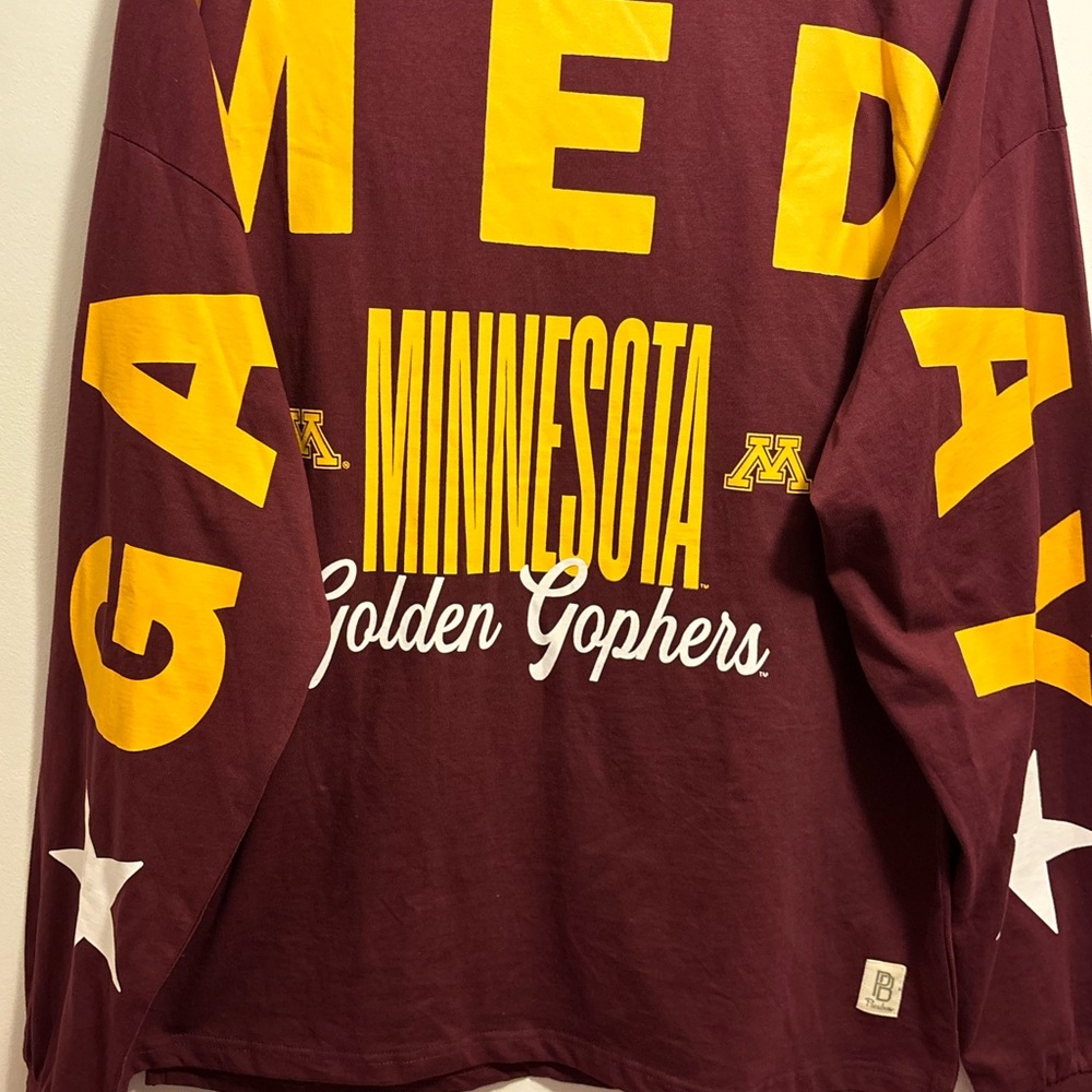 Pressbox Gameday Minnesota Golden Gophers Maroon Long Sleeve Tee OS (2-3x fit)